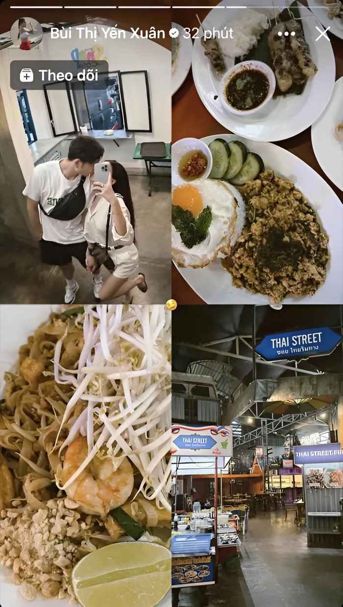 Đặng Văn Lâm và Yến Xuân trao cái hôn ngọt ngào tại Thái Lan. Ảnh chụp màn hình