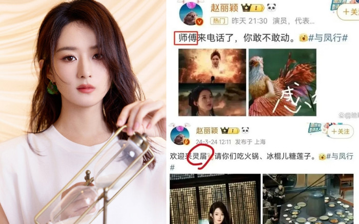 Triệu Lệ Dĩnh mắc lỗi chính tả khi đăng bài lên Weibo, chữ 'cảm động 感动' trong hình bài viết (ảnh bài viết đầu) cũng bị soi ra viết thiết nét, dù đây là một từ rất phổ biến. 