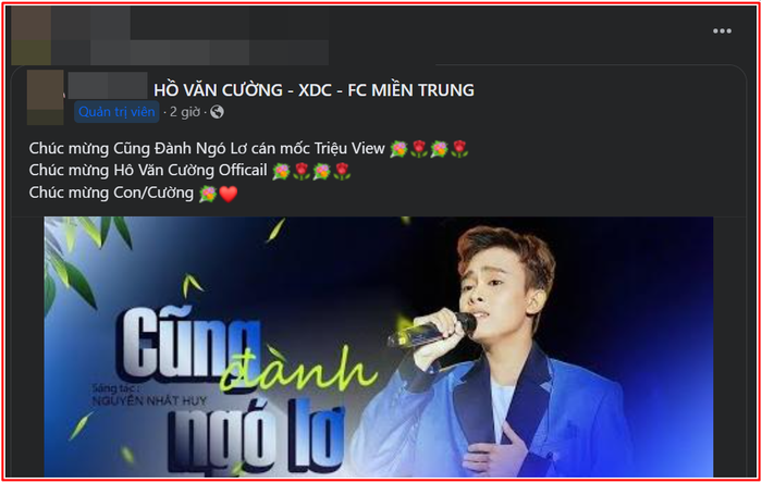 Người hâm mộ liên tục gửi lời chúc mừng đến Hồ Văn Cường đã có thêm một màn trình diễn đạt triệu view.&nbsp;