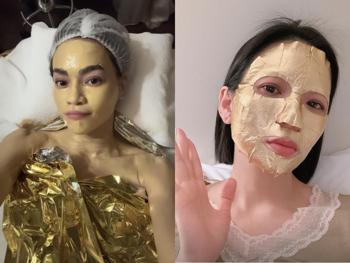 Hồ Ngọc Hà - Lệ Quyên yêu thích sử dụng mặt nạ vàng để làm đẹp da. 