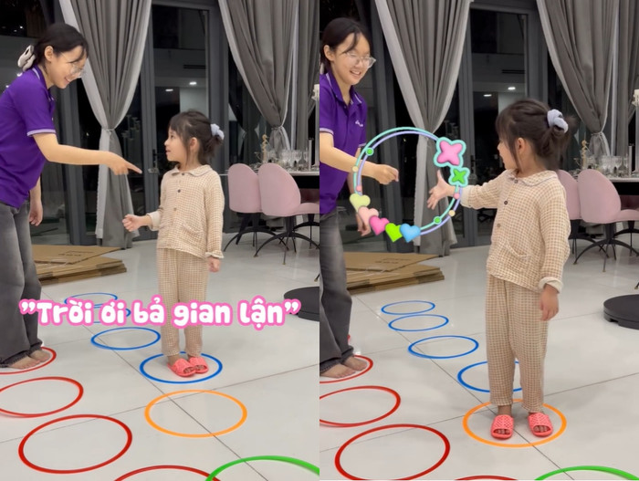 Con gái Ngọc Trinh gây thích thú với khoảnh khắc 'gian lận' đáng yêu. Ảnh chụp màn hình