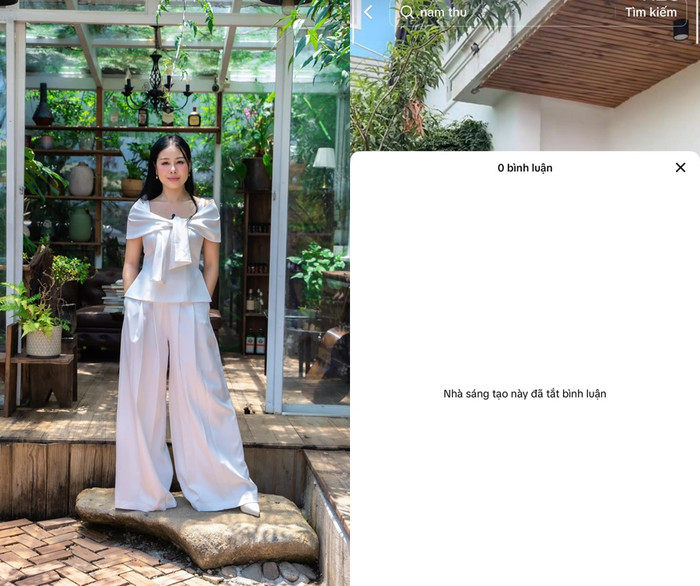 Nam Thư hiện tắt tính năng bình luận trên nhiều nền tảng mạng xã hội.