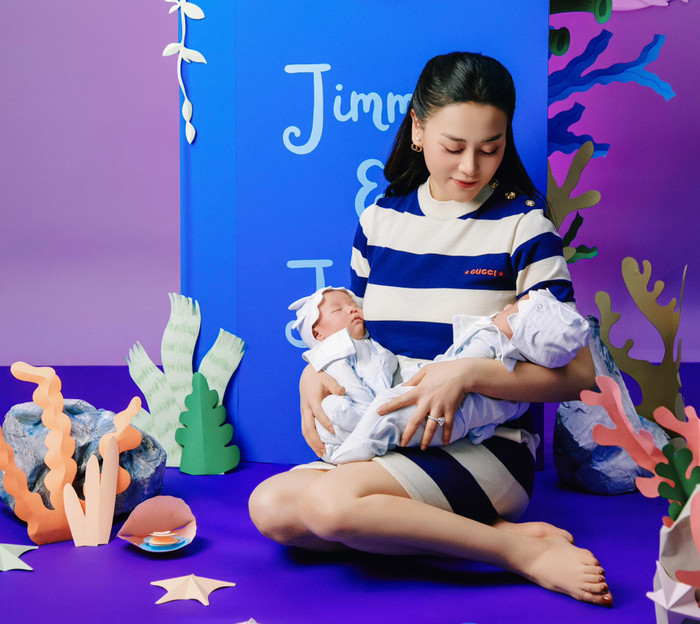 Phương Oanh nhập hội 'nghiện con' khi thường xuyên chia sẻ hình ảnh của các nhóc tỳ lên mạng xã hội.