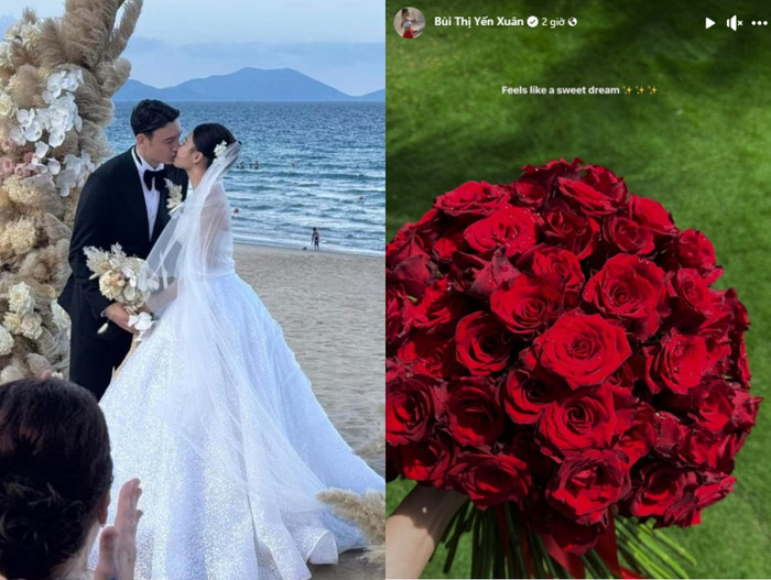 Vợ thủ môn Đặng Văn Lâm chia sẻ cảm xúc sau đám cưới. Ảnh chụp màn hình.