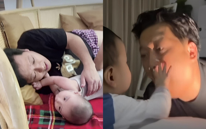 Nhã Phương đăng video ghi lại cảnh Trường Giang dỗ con lúc 4 giờ sáng.