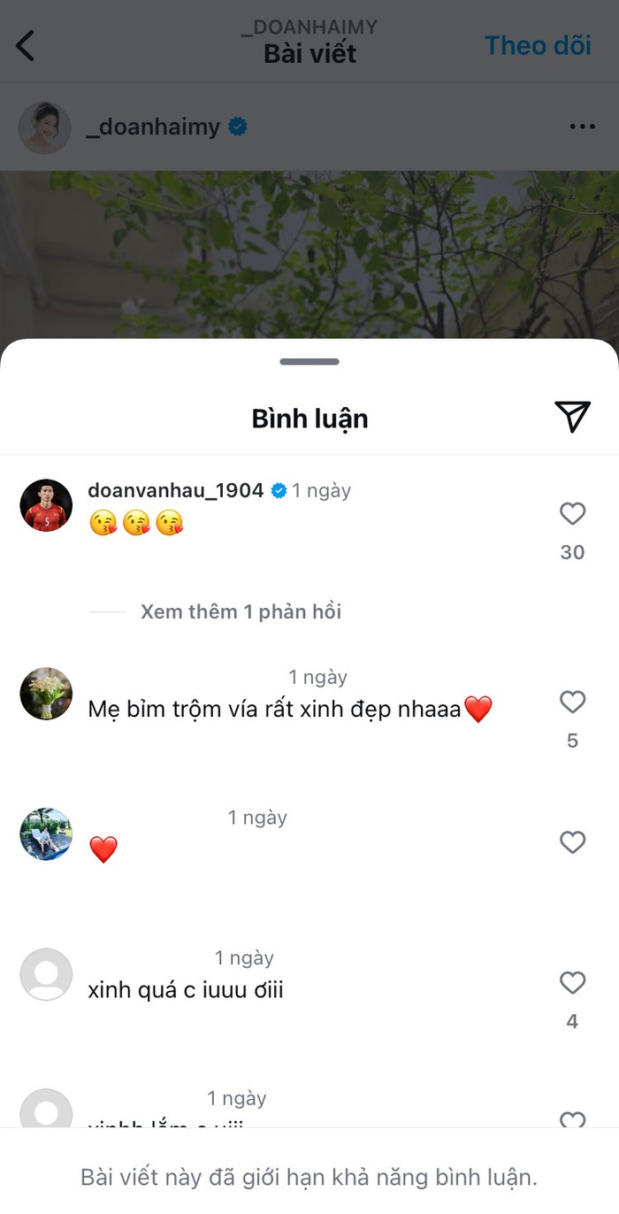 Doãn Hải My bất ngờ giới hạn tính năng bình luận.
