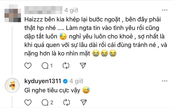 Kỳ Duyên phản hồi bình luận khi nhắc đến mối quan hệ 5 năm với Minh Triệu. 