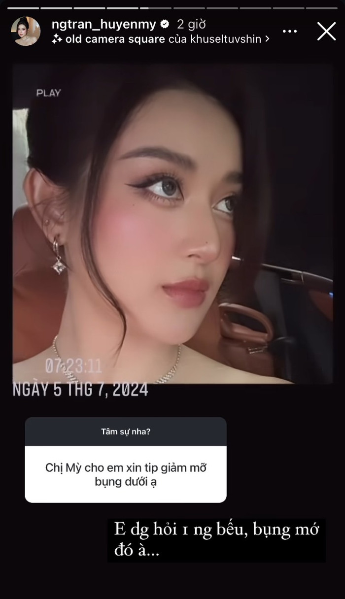 Á hậu Huyền My thừa nhận bản thân tăng cân, bụng tích mỡ.