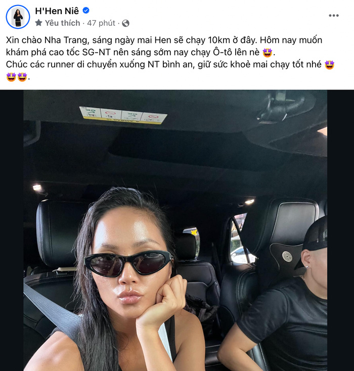 H'Hen Niê được bạn trai đưa đến Nha Trang để chạy bộ. 