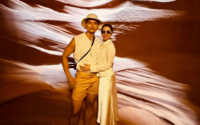 Lệ Quyên và Lâm Bảo Châu khi đi du lịch tại nước Mỹ. Ảnh: FBNV