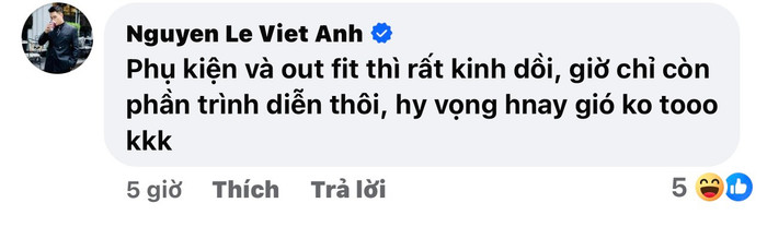 Việt Anh dành lời khen cho out fit của Quỳnh Kool.