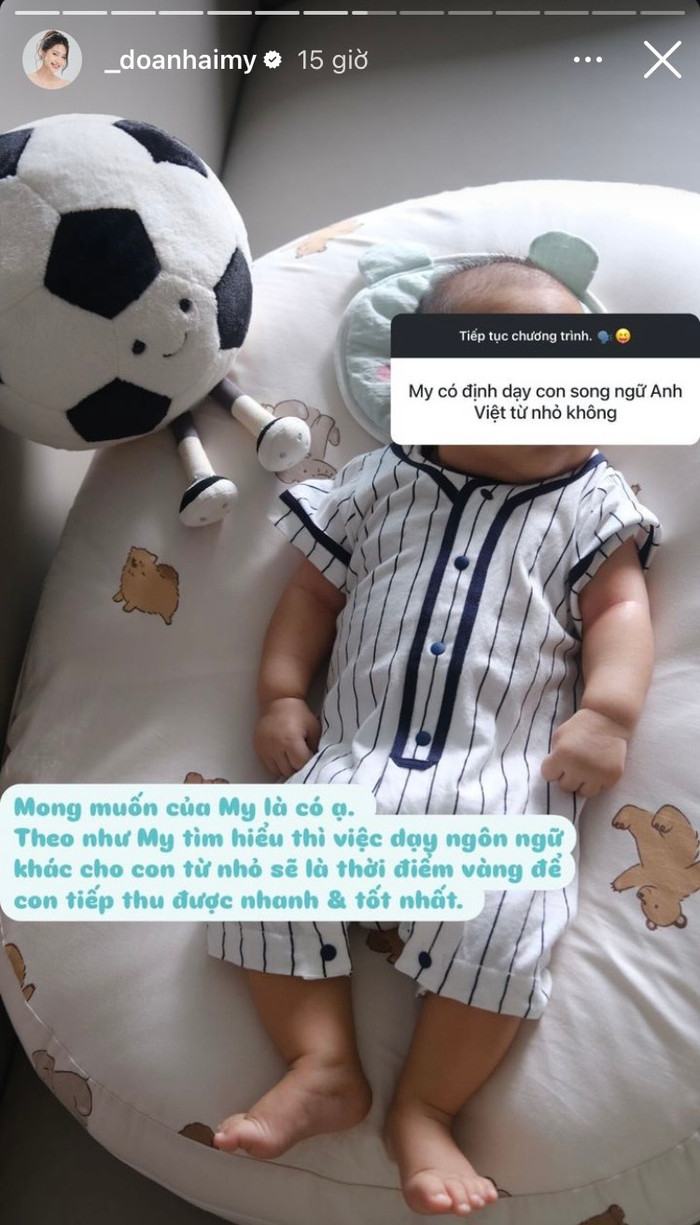 Doãn Hải My muốn con học song ngữ Anh - Việt từ nhỏ.