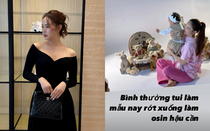 Minh Hằng diện đồ bộ, trang điểm nhẹ khi thực hiện bộ ảnh dành cho quý tử. Ảnh: Chụp màn hình