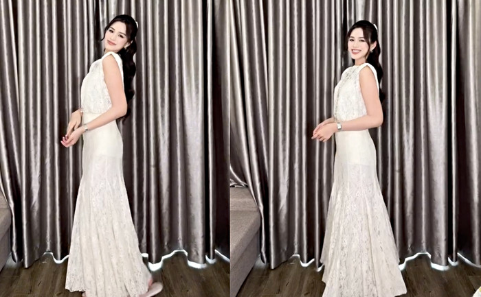 Đỗ Thị Hà khoe khéo tỷ lệ cơ thể chuẩn chỉnh khi diện váy xuyên thấu.