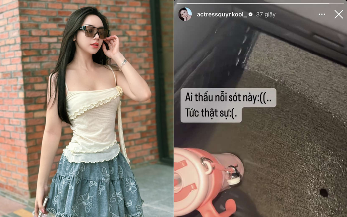 Quỳnh Kool tức tối khi chứng kiến xe ô tô riêng bị ngập nước. Ảnh: Instagram actressquynhkool