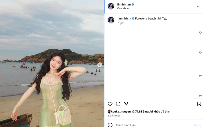 Con gái Quyền Linh đã thu hút khoảng hơn 70 nghìn lượt yêu thích tính cho đến tối ngày 15/8 trong bài viết mới nhất. Ảnh: Chụp màn hình