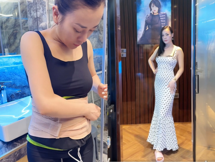 Phương Oanh áp dụng phương pháp ủ bụng và chườm nóng để mau chóng về dáng sau sinh. Ảnh chụp màn hình