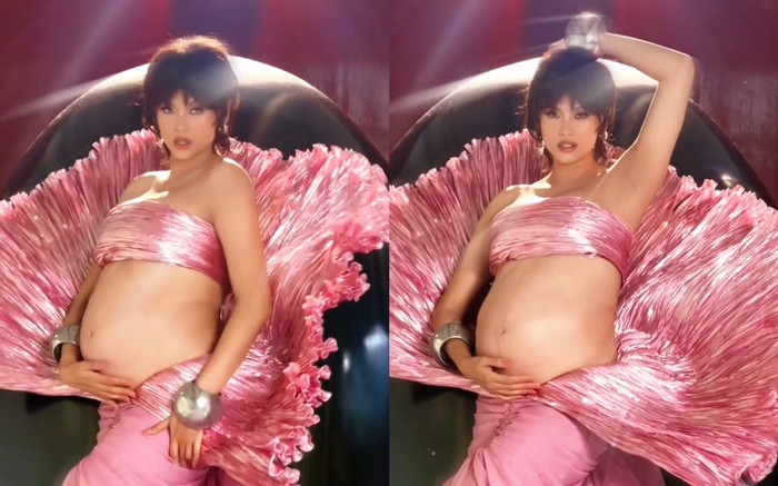 Võ Hoàng Yến vác bụng bầu 8 tháng đi làm, khoác váy nặng tự tin 'bắn ảnh' Ảnh 2