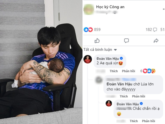 Đoàn Văn Hậu phản hồi việc cho con tham gia khóa học về ngành công an. Ảnh chụp màn hình