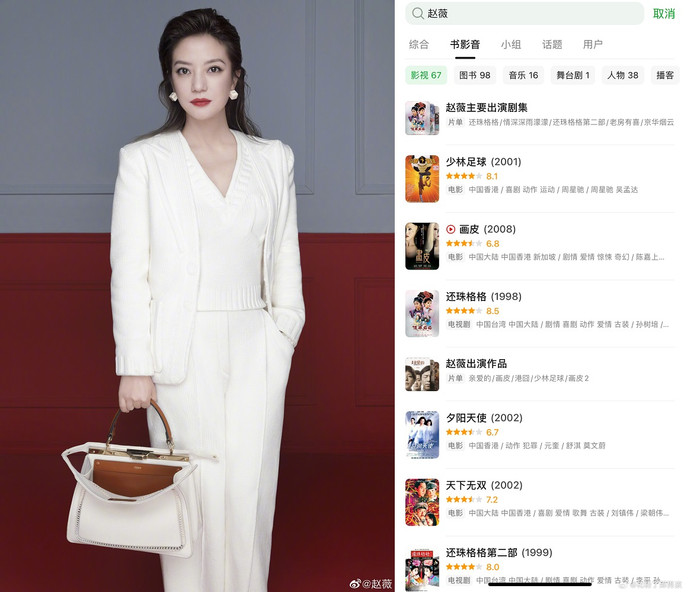 Tên của Triệu Vy đã được bỏ chặn trên Douban.