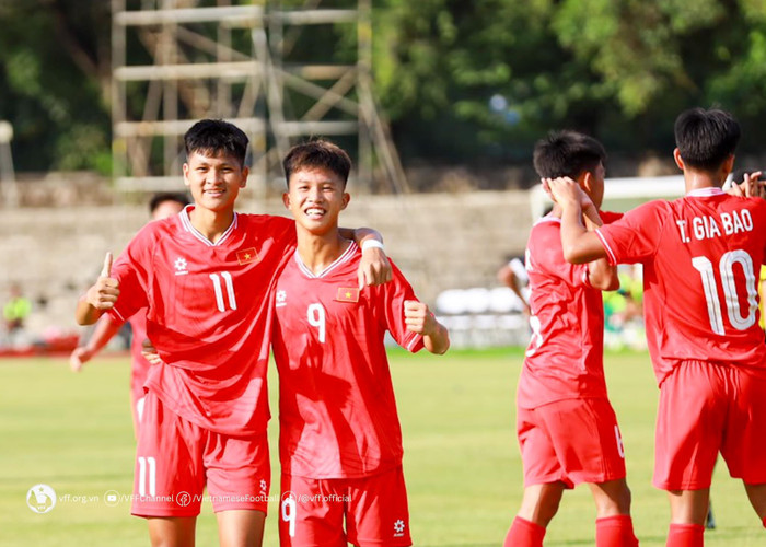 U16 Việt Nam vừa có chiến thắng ấn tượng trước U16 Uzbekistan với tỷ số 3-0. Ảnh: VFF