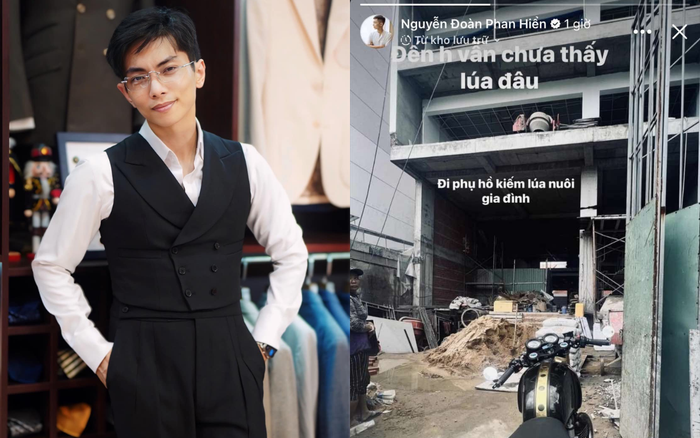 Chồng Khánh Thi vui vẻ tự nhận bản thân đang đi phụ hồ kiếm tiền. Ảnh: FBNV