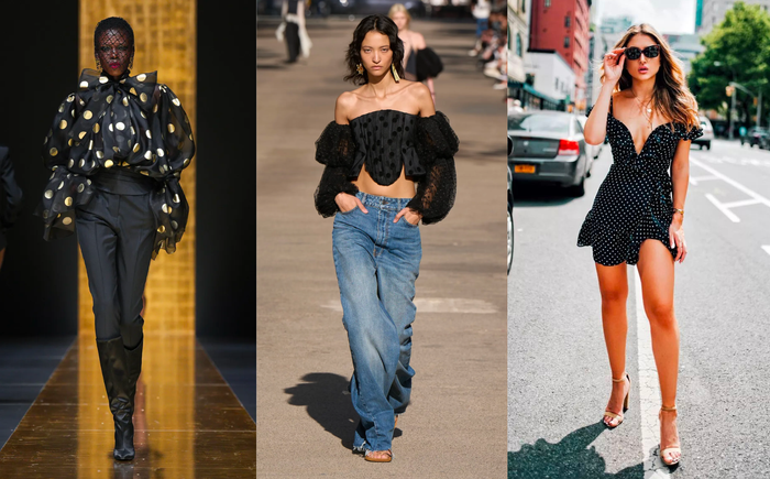 Thời trang mang hoạ tiết chấm bi cổ điển cũng được loạt 'nhà mốt' đình đám 'lăng xê' trong dịp Thu Đông 2024 này.