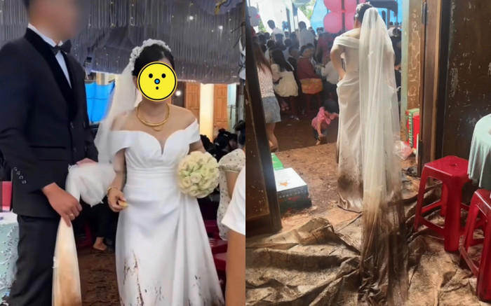 Clip cô dâu lội bùn tiếp khách trong ngày cưới khiến cộng đồng mạng xôn xao Ảnh 2