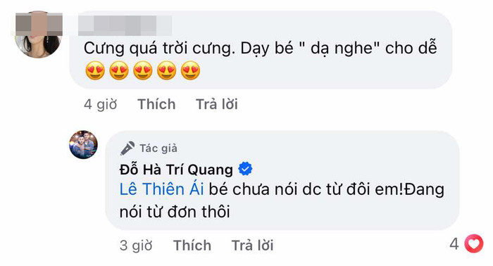 Một bình luận đã nhắc nhở cách xưng hô của con Hà Trí Quang.
