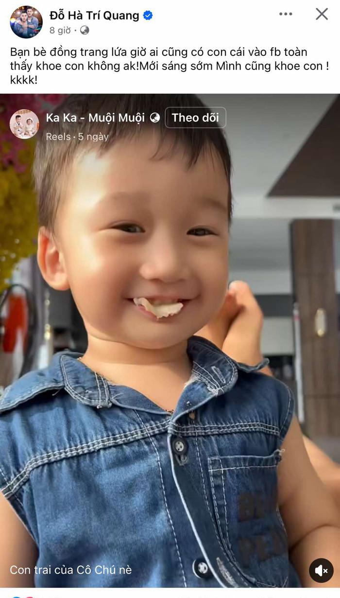 Hà Trí Quang đăng tải khoảnh khắc của Muội Muội.