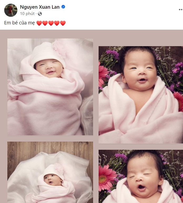 Xuân Lan đăng hình em bé sơ sinh, sau đó liền sửa ngay dòng trạng thái thành 'Em bé Thỏ của mẹ' để tránh hiểu lầm.