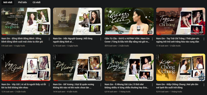 Những sản phẩm âm nhạc của Nam Em gần đây hầu như mất đi sức hút khi lượng view èo ọt.