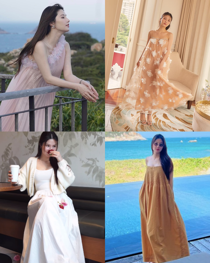 Thời trang 'mẹ bầu' của Diễm My 9x trong thời gian qua. 