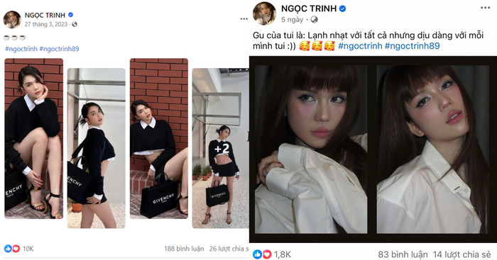 Lượng tương tác trước đây và hiện tại của Ngọc Trinh cho thấy sự sa sút đáng kể.