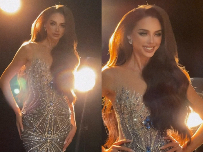 Vợ thủ môn Bùi Tiến Dũng xuất hiện với giao diện tựa 'beauty queen' trong buổi chụp hình.