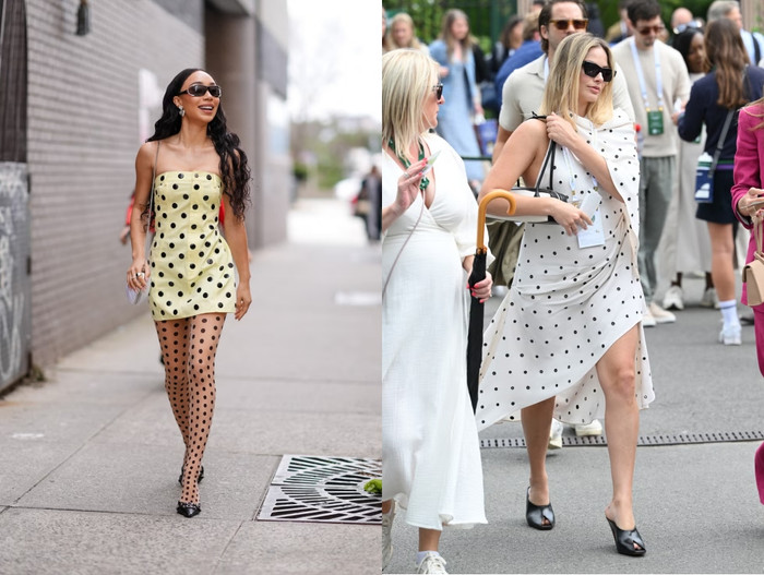 Các ngôi sao đình đám cũng bắt đầu gia nhập xu hướng họa tiết chấm bi. Ảnh ELLE