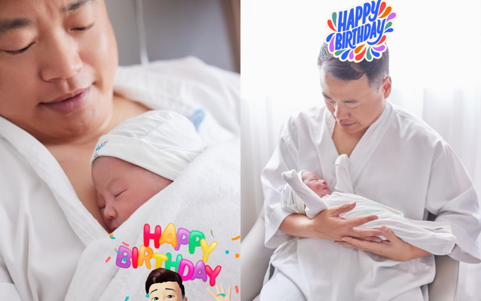 Shark Bình xúc động khi được da kề da với các con. Ảnh: FBNV