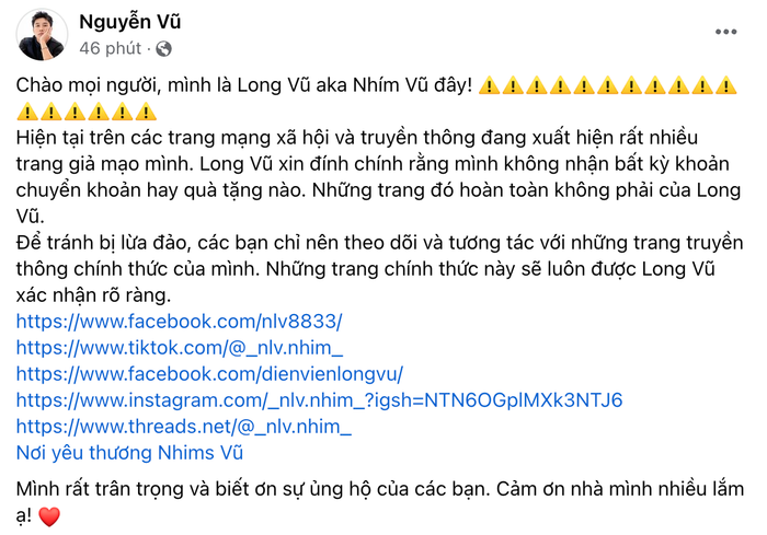 Con trai Vân Dung công khai những tài khoản mạng xã hội 'chính chủ' để khán giả có thể theo dõi, cập nhật hoạt động của anh chàng. Ảnh: Chụp màn hình