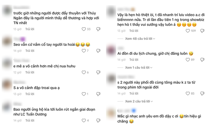 Dân tình phấn khích, ủng hộ chuyện tình cảm của Thuý Ngân và Võ Cảnh. 