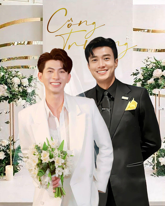 Thực tế đây chỉ là hình ảnh ghép của Quốc Trường với nhà thiết kế trẻ tuổi. Ảnh: FBNV