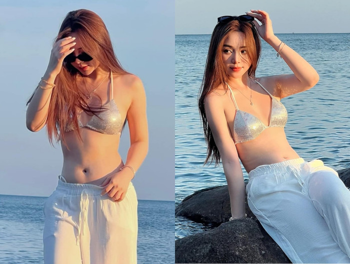 Quỳnh Kook bị soi sử dụng photoshop để làm thon gọn vòng 2. Ảnh FBNV