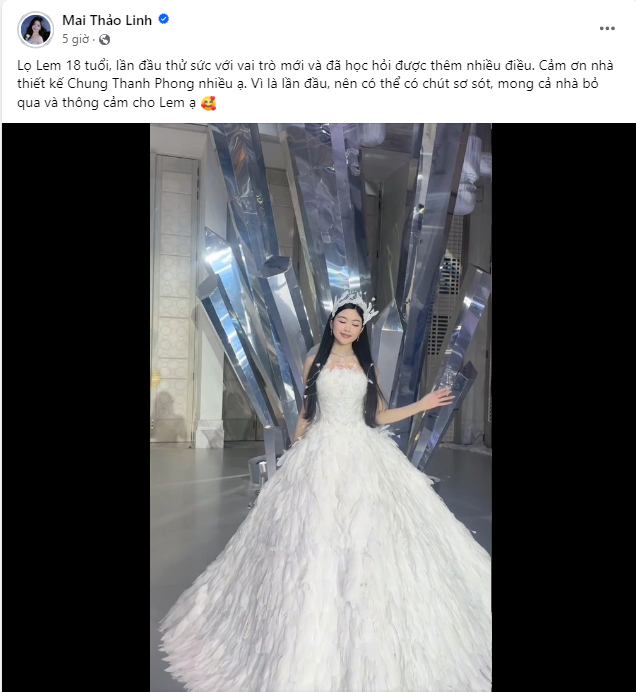 Con gái Quyền Linh thừa nhận sai sót trong màn trình diễn đầu tiên. Ảnh chụp màn hình