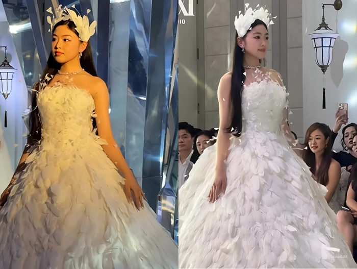 Con gái Quyền Linh có màn trình diễn khá tốt và ấn tượng trong lần đầu tiên. Ảnh chụp màn hình