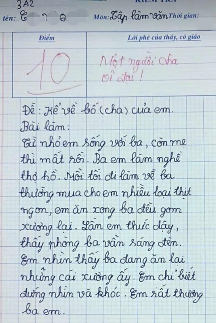 Hình ảnh về bài làm văn của học trò tiểu học khiến dân mạng xôn xao bàn tán
