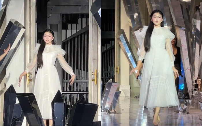 Con gái Quyền Linh dành ra nhiều thời gian, tâm huyết để tập luyện catwalk. Ảnh: TikTok nangthompr