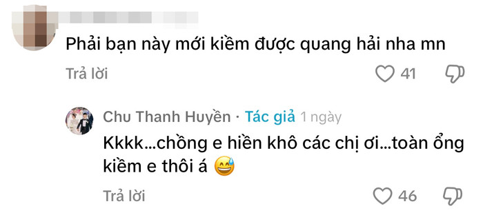 Bình luận của vợ Quang Hải.