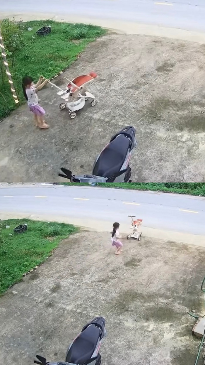 Chiếc xe nhanh chóng băng qua mặt đường và dừng lại an toàn bên vệ đường phía đối diện.