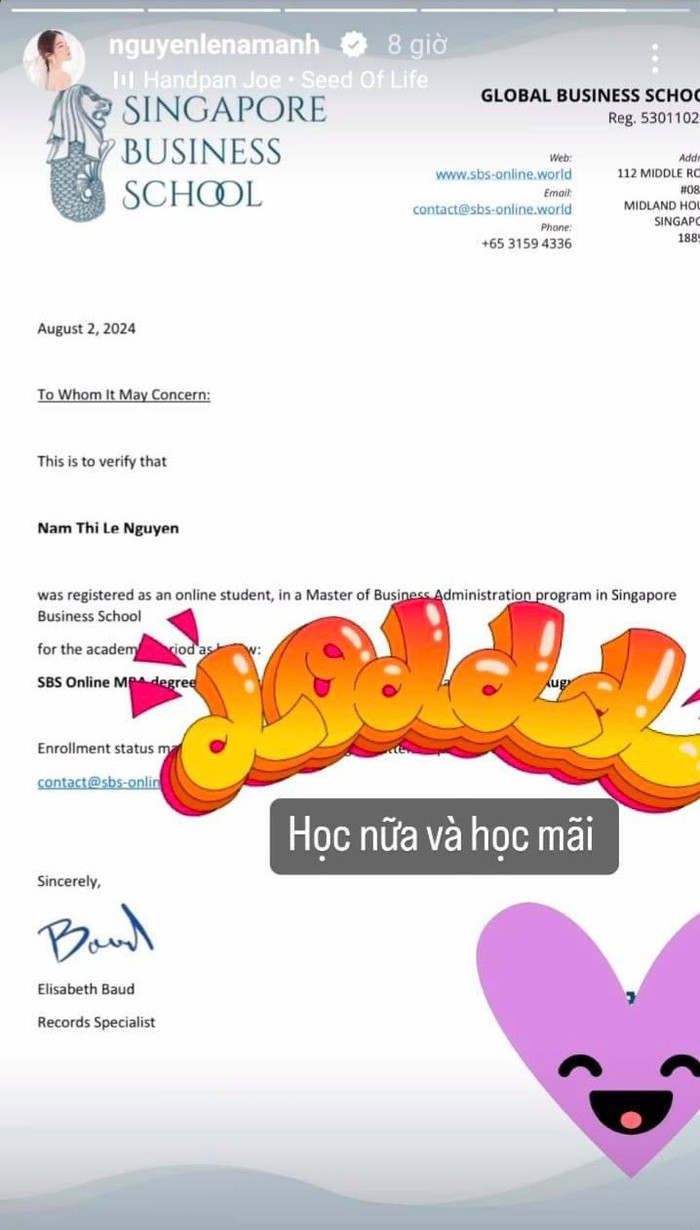 Lệ Nam đăng ký học lên Thạc sĩ Quản trị Kinh doanh.