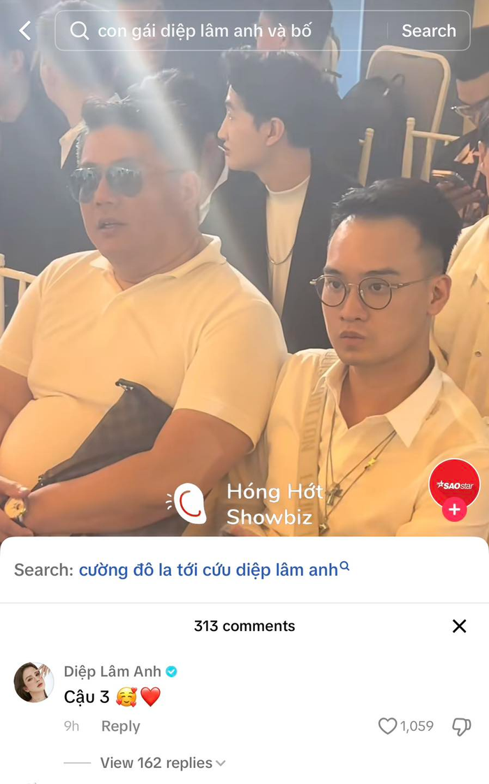 Diệp Lâm Anh thả tim dưới video ghi lại hình ảnh của chồng cũ tại cuộc thi Hoa hậu. 