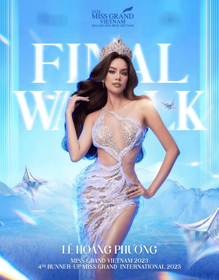 Hoa hậu Lê Hoàng Phương khoe vóc dáng gợi cảm trong thiết kế final-walk. 